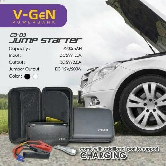 Powerbank Jump Starter 7200Mah V-Gen Power Bank Jumper Aki Mobil Vgen