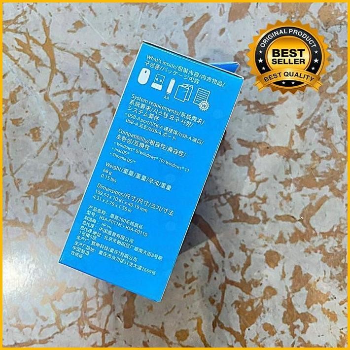 Mouse Wireless Silent Hp 280 Windows 11 Windows 10 Macos Chrome Os Termurah 100 % Original