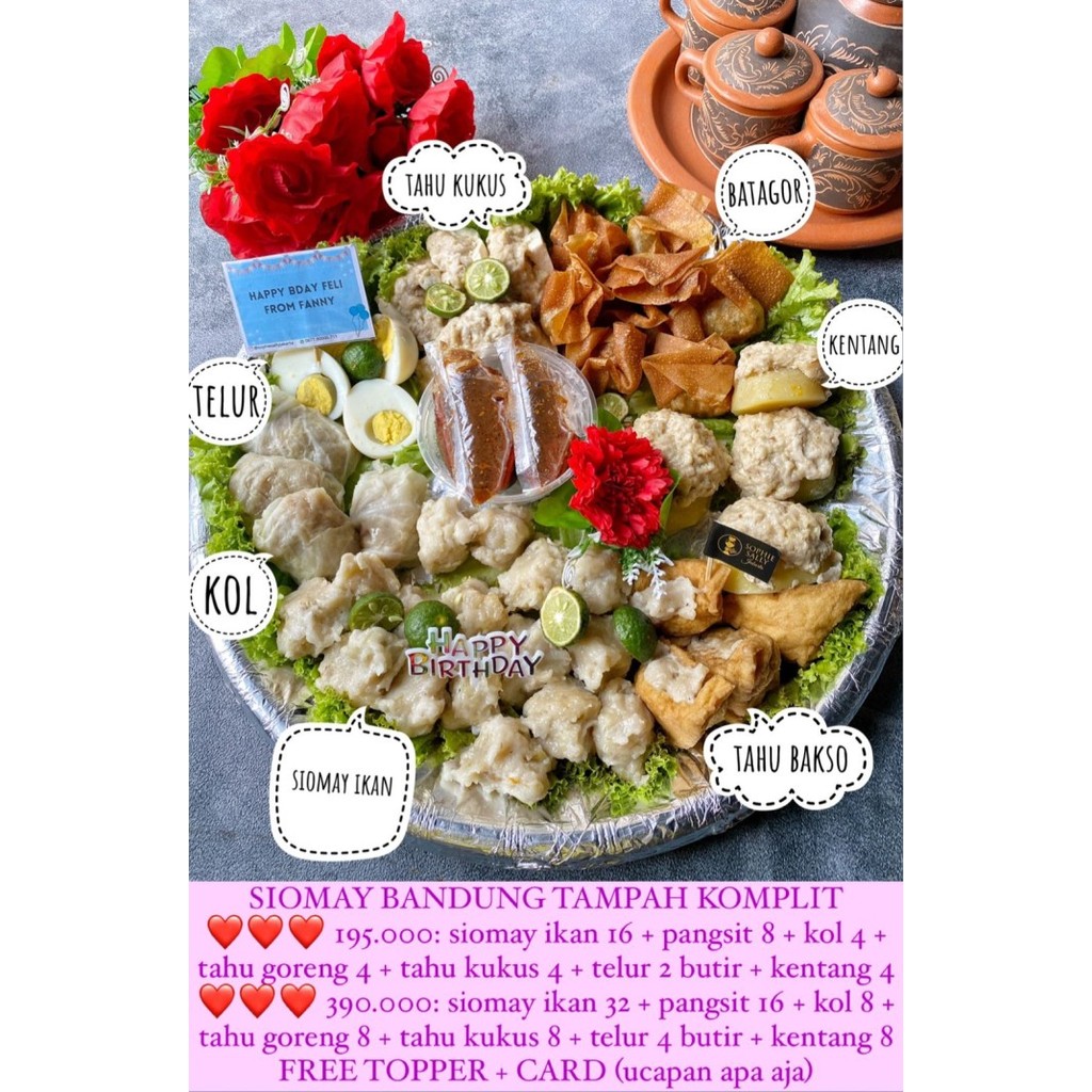 

Siomay Bandung Tampah Komplit - Ready Setiap Hari, Note Tgl Dan Ucapan New