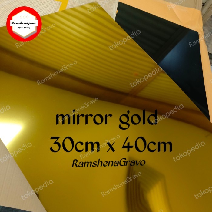

HOT SALE! gravoply gold mirror/ bahan gravir / laser /router / 30cm x 40cm