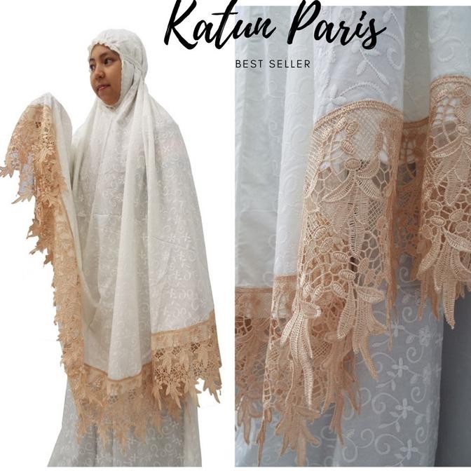 Mukena Putih Dewasa Katun Renda Daun, Mukena Dewasa Adem Rea_Santori