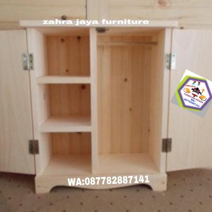 Lemari Pakaian + Gantungan Baju Kayu Jati Belanda P.90Xl.50Xt.100 Cm Wj_Ib0Wr7J