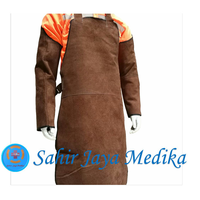 Apron kulit dan lengan las celemek las Bahan Kulit Apron Set Kulit
