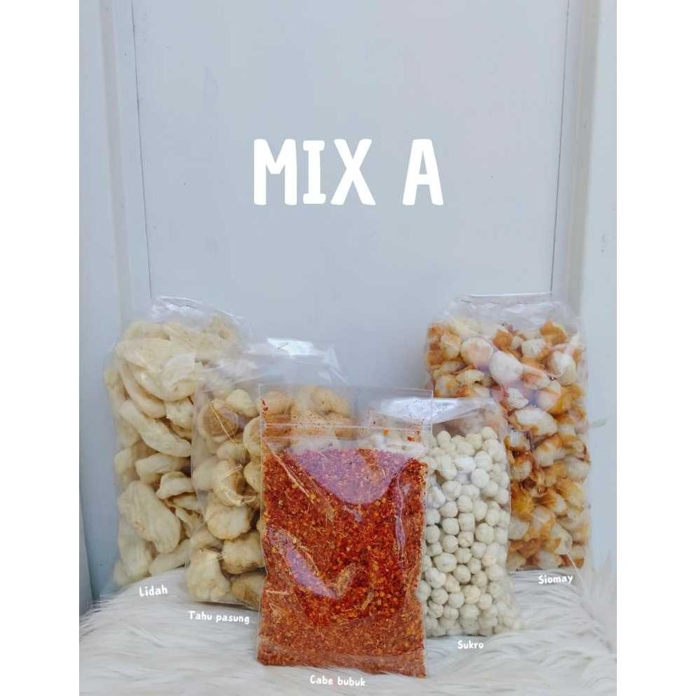 

PAKET HEMAT MIX - A (lidah 50 pcs , tahu pasung 50 pcs , siomay mini 1/2 kg, 250 gr sukro, 100 gr cabe)