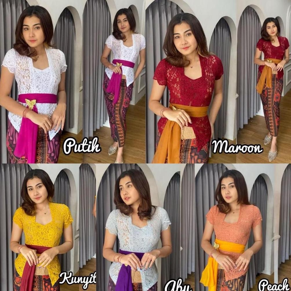 eug kebaya bali brokat sofia strecth melar atasan tradisional lengan pendek kebaya jadi sofia rumbai