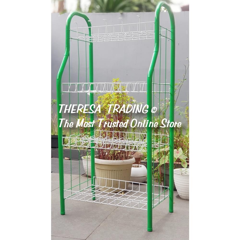 risto rak piring susun 4 jumbo dapur serbaguna besi lapis plastik coating anti karat