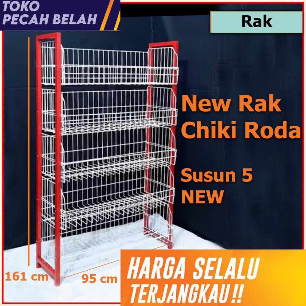 TON>> RAK CIKI BESI/ RAK SERBAGUNA NI MARKET / RAK DISPLAY RODA SUSUN 5 TEBAL / RAK BESI / RAK SUSUN