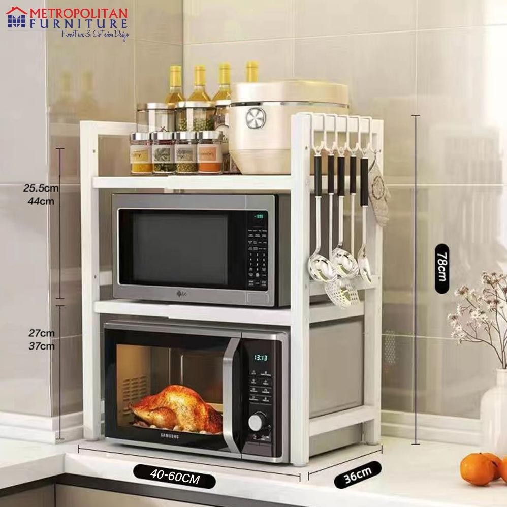 TON>> RAK CROWAVE OVEN RAK DAPUR BUMBU SUSUN BESI PENYIMPANAN SERBAGUNA
