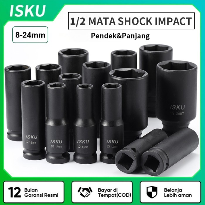 Isku Mata Kunci Shock Impact 24Mm 1/2 Impact Mata Shock 8-24Mm