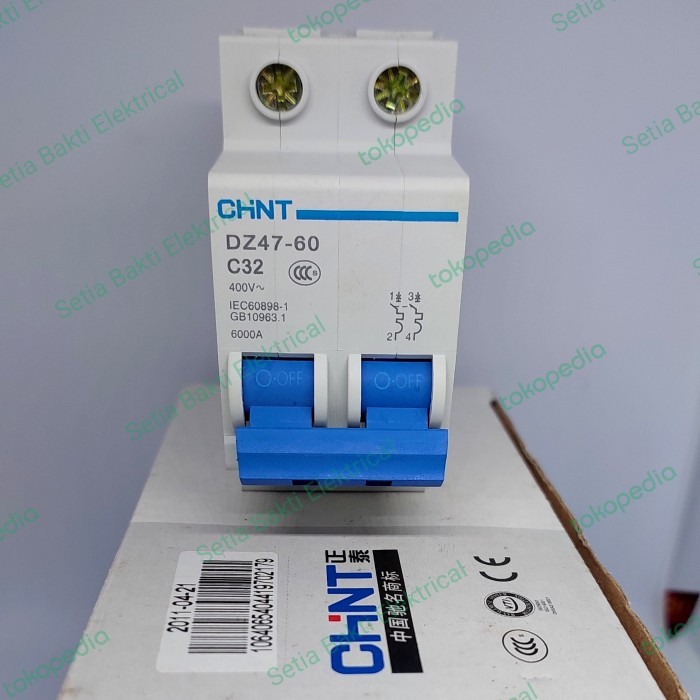 TERBARU MCB Chint DZ47-60 C32 DZ47 60 C32 2pole 32A 6kA