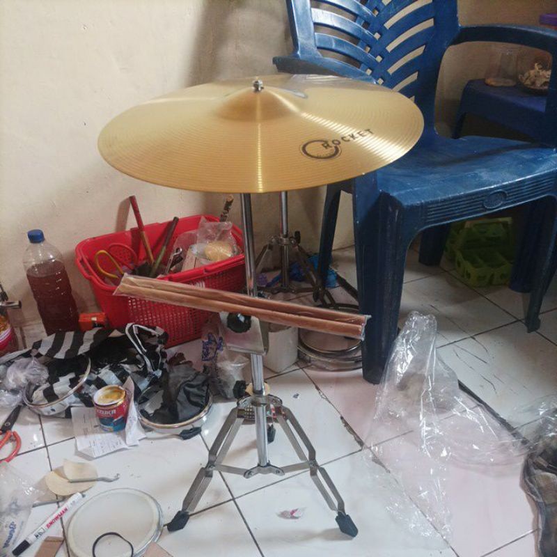 Stand plus Simbal cymbal rocket bahan kuningan asli 14inc