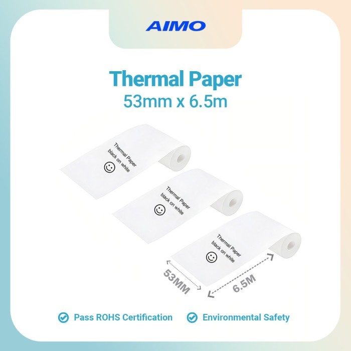 

TERLARIS! AIMO Sticker Thermal Paper 50mm x 6.5 m Color / Sticker Roll Paper Compatible with AIMO