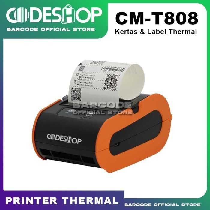

PRINTER BLUETOOTH CODESHOP CM-T808 Cetak Struk dan Stiker Thermal 80mm
