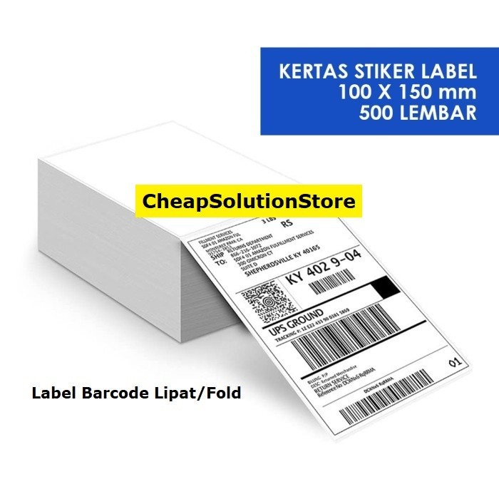 

Kertas Thermal Label Sticker 100x150MM isi 500pcs Label Lipat FOLD