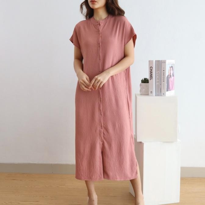 DAYS Crinkle Shirt Dress / Dress Wanita / Dress Korea / Midi Dress JS
