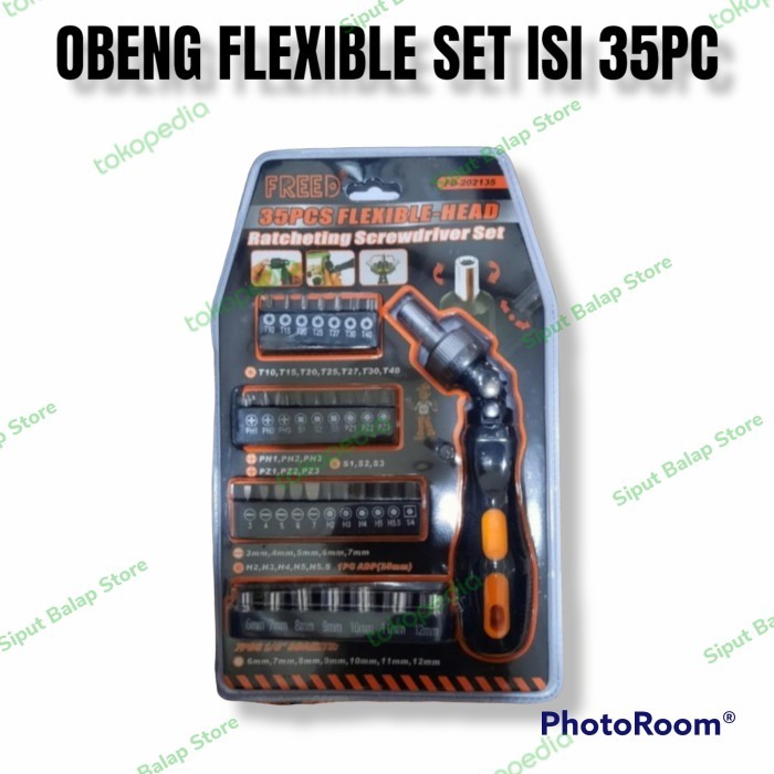 OBENG RACHET SCREWDRIVER KEPALA FLEXIBLE SET 35PC IN 1