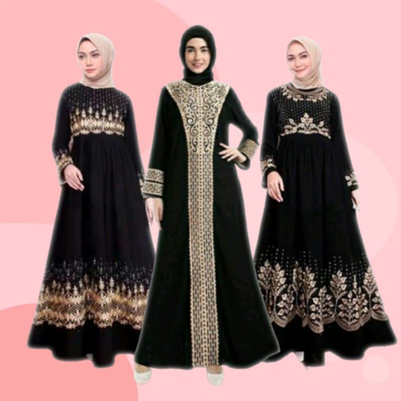 Promo Gila-Gilaan Dress Syari Hitam Juba Abaya Turkey Bordir Arab Saudi Elegan Model Terbaru Mewah