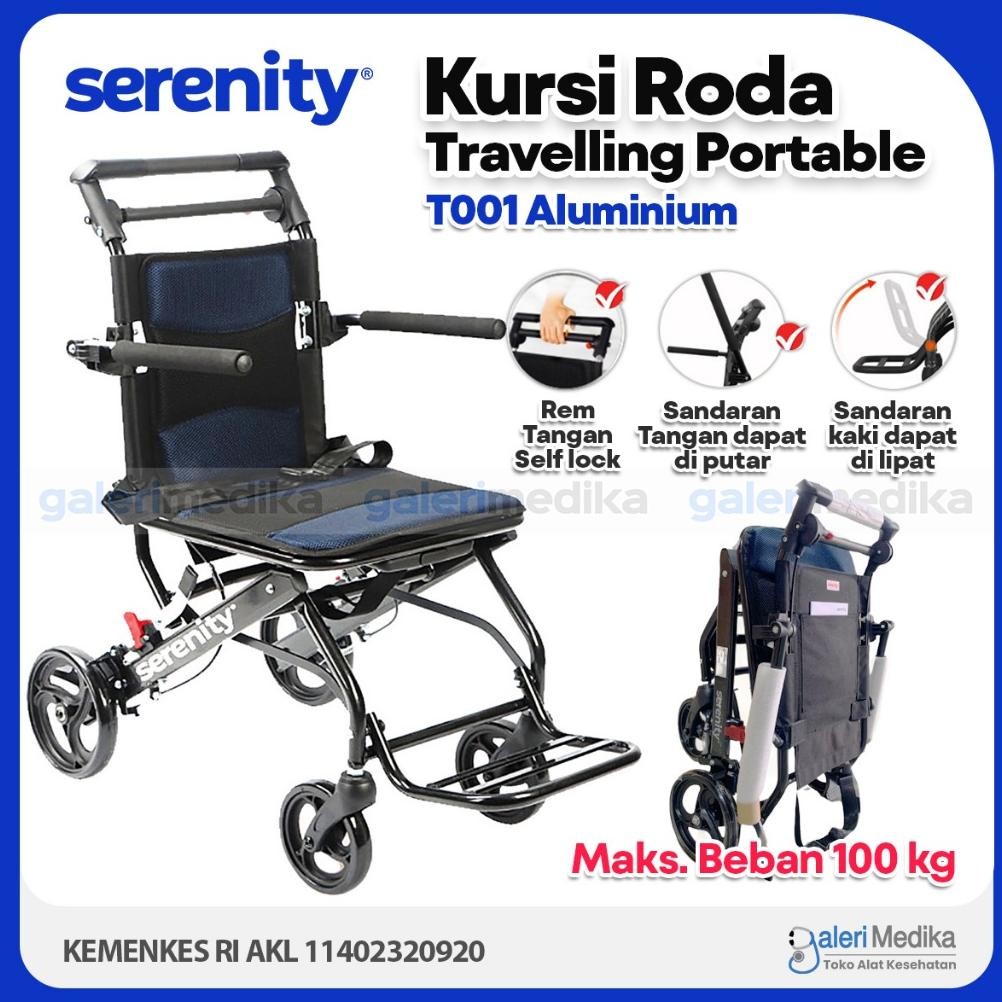 Siap Kirim Kursi Roda Travel Lipat Aluminium Serenity T001 / Kursi Roda Lipat Travelling Serenity T 