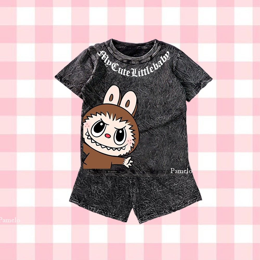 Discount Pamelo Stelan Wash Anak Unisex Labubu Wash One Set Anak Stone Wash Polos Anak Set Distro