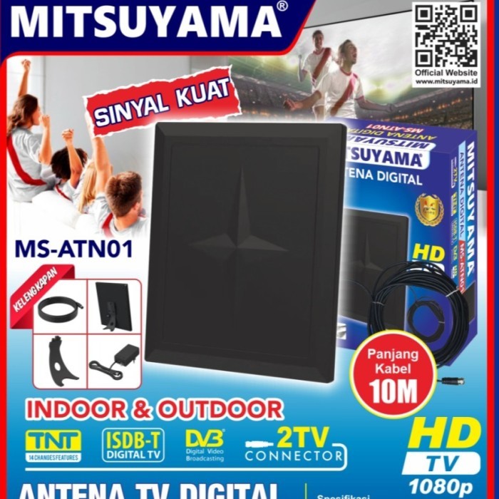 ANTENA BISA 2 TV DIGITAL MITSUYAMA MS-ATN01 INDOOR OUTDOOR ORIGINAL BARU