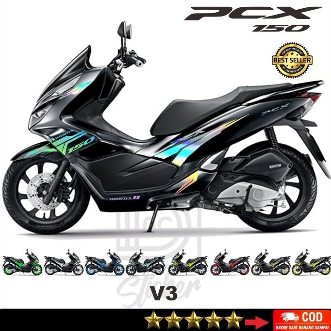 Cutting Sticker Stiker Motor PCX 150 Variasi 3 Custom hitam putih lis NINO