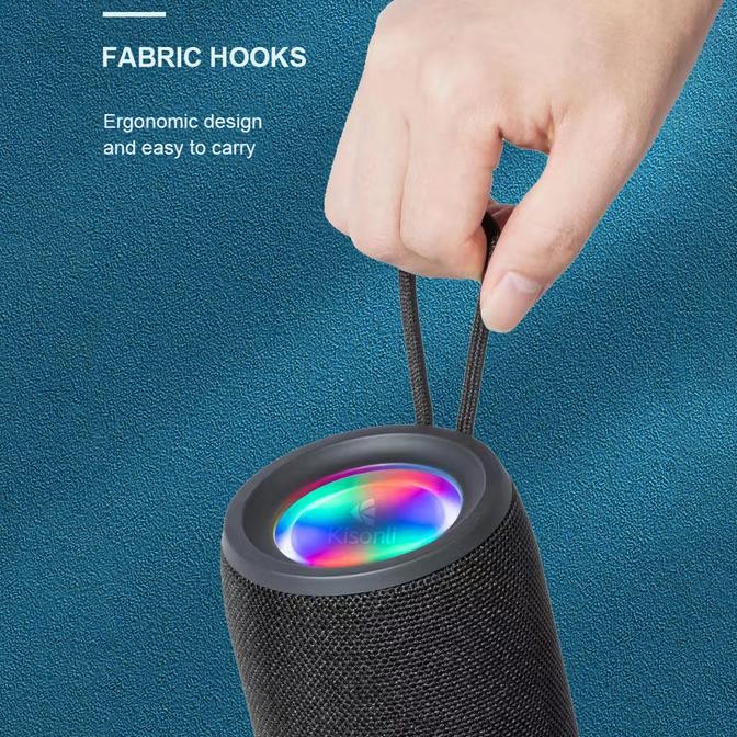 Promo Kisonli Speaker Bluetooth Q20 Waterproof Ipx4 Led Light Bass Portable