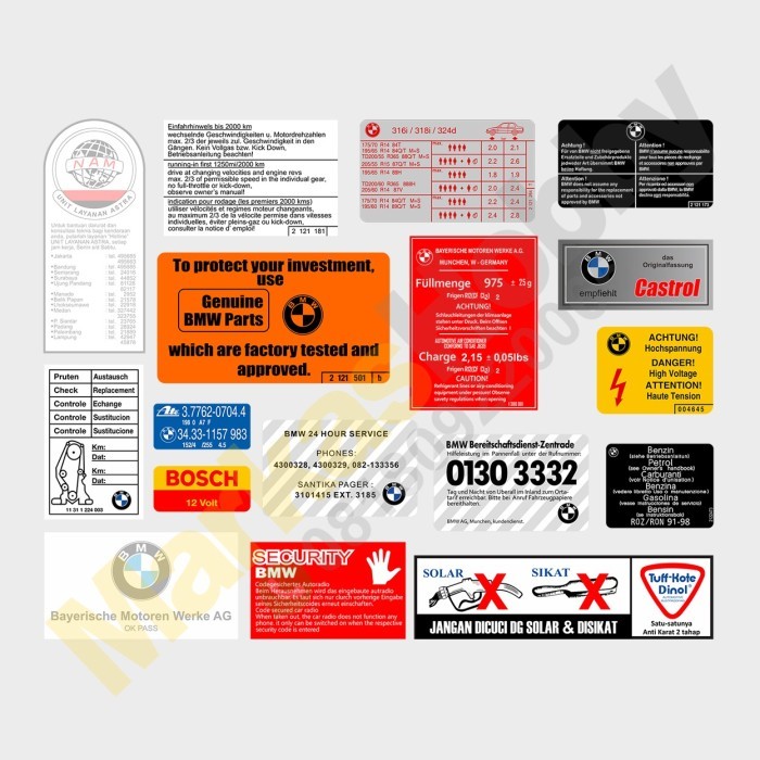 Stiker BMW E30 Warning Set