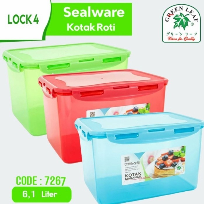 

KOTAK MAKAN SEALWARE 6 LITER GREEN LEAF 7267 / TEMPAT KUE / NASTAR