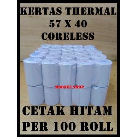 

Kertas Thermal 57 X 40 / 57x40 / 58 x 40 / 58x40 mm per 100 Roll Polos