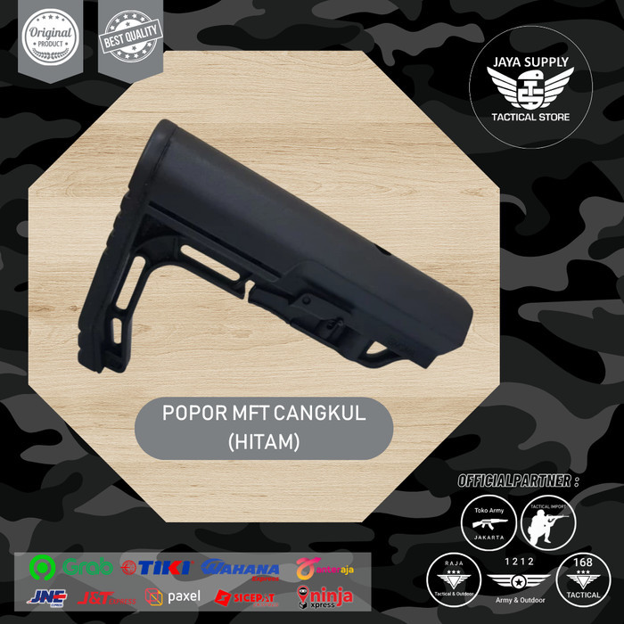 Popor M4 MFT Cangkul M16 Buttstock Tactical Pacul AEG GBBR HK416 HITAM