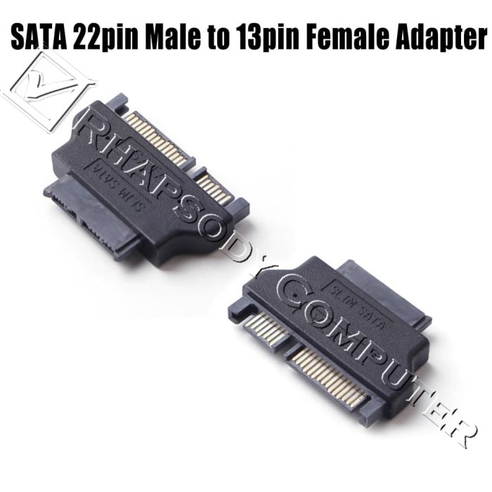 Slim SATA 13pin Female to SATA 22pin Male Adapter