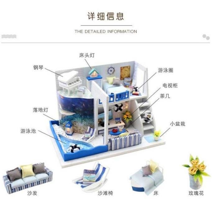 HONGDA Miniatur Rumah Boneka DIY Doll House Wooden Furniture - M040