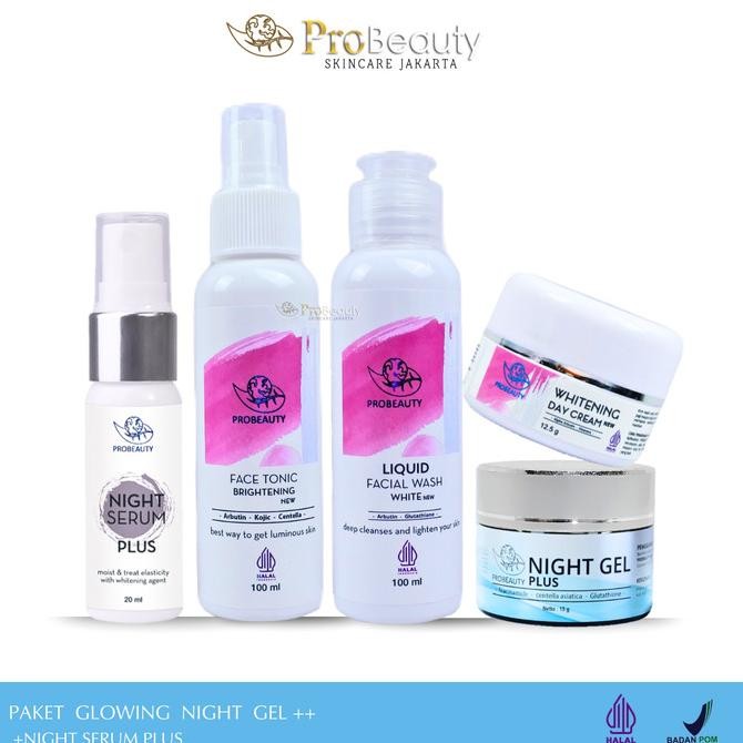 probeauty skincare paket glowing whitening night cream plus BED