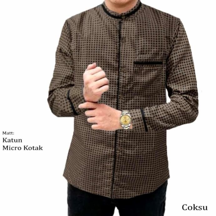 kemeja koko pria lengan panjang Kotak Kotak Terlaris