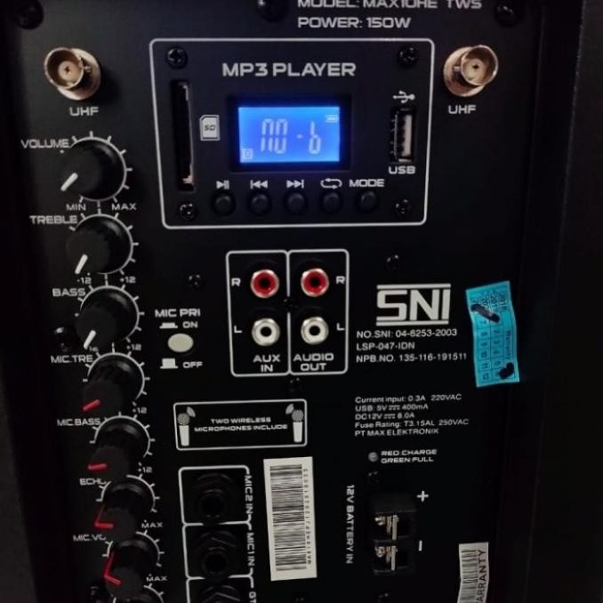 Speaker Baretone MAX10HE / MAX 10 HE / MAX-10HE Wireless Bluetooth ORI Terlaris