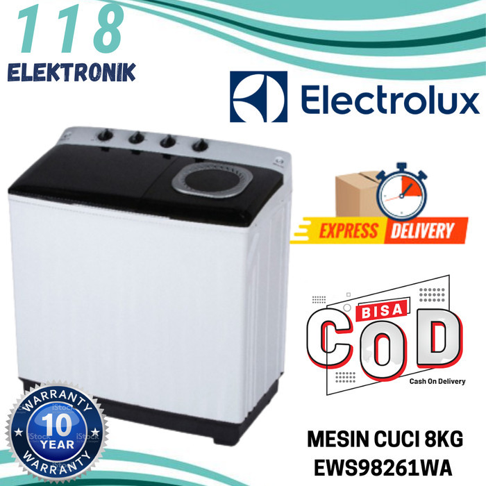 Dijamin Ok3- Electrolux Mesin Cuci 2 Tabung 8KG EWS98261WA / EWS 98261 WA / 98261WA