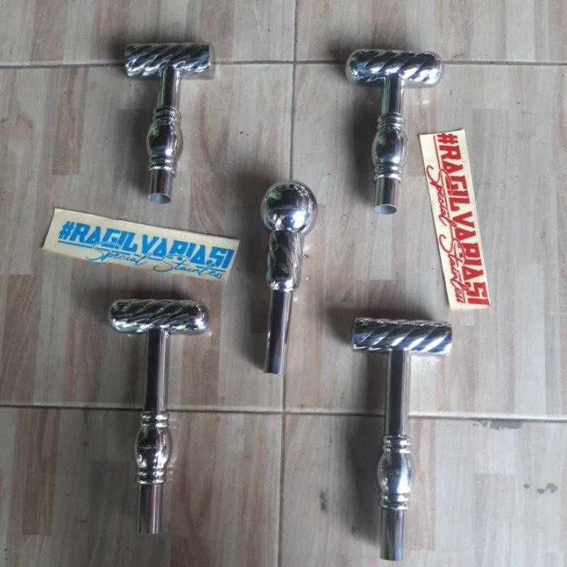 Tongkat Knob Tuas Gigi Persneleng Stainless Untuk Canter Truk Pickup Mobil Bentuk Ulir