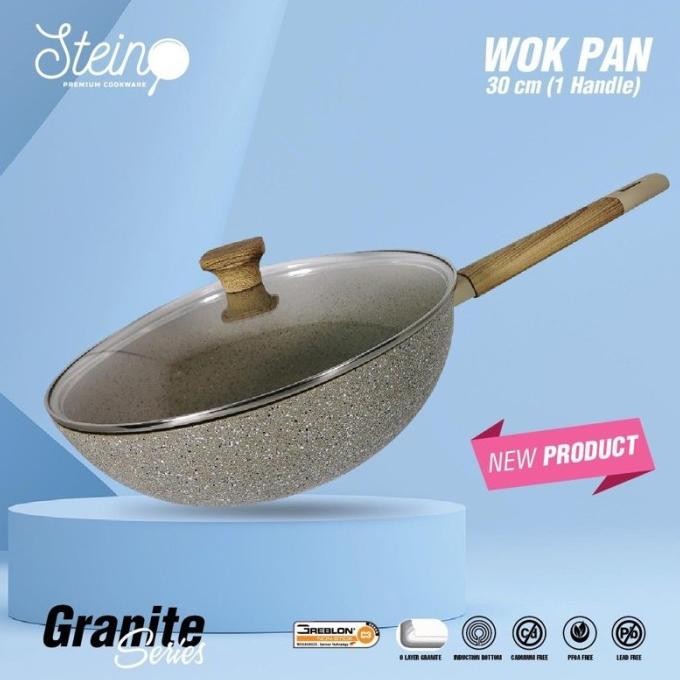 Stein Cookware Wok Pan 30 cm Peralatan Masak Panci Dapur Granite