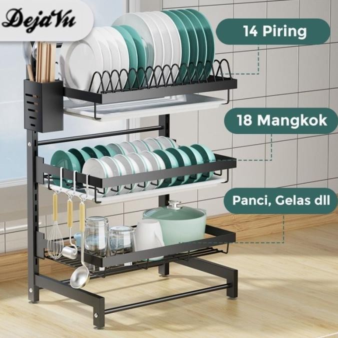 Dejavu Rak Piring Gantung Rak Susun Penyimpanan Peralatan Dapur HRM112