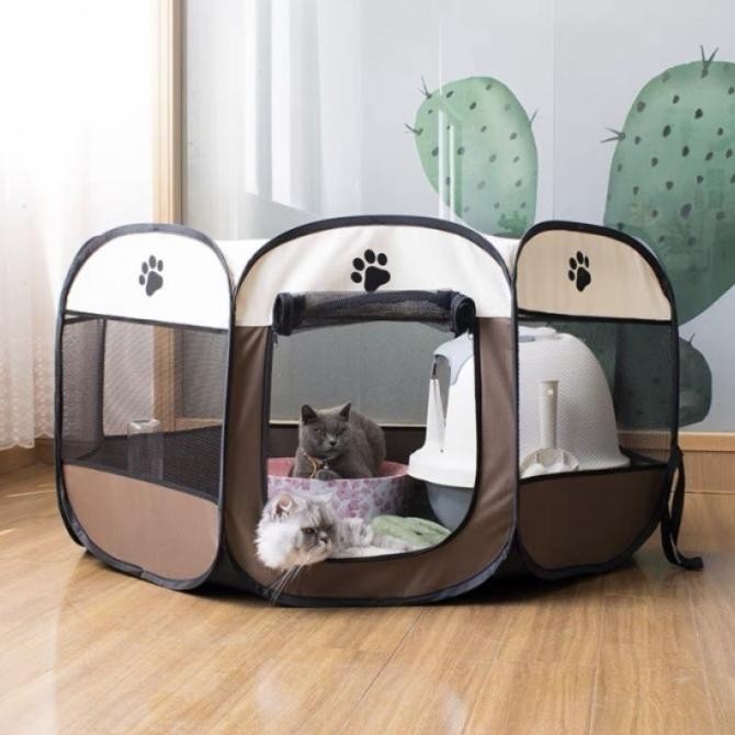 KANDANG KUCING LIPAT / TENDA KANDANG HEWAN LIPAT CRATE PORTABLE
