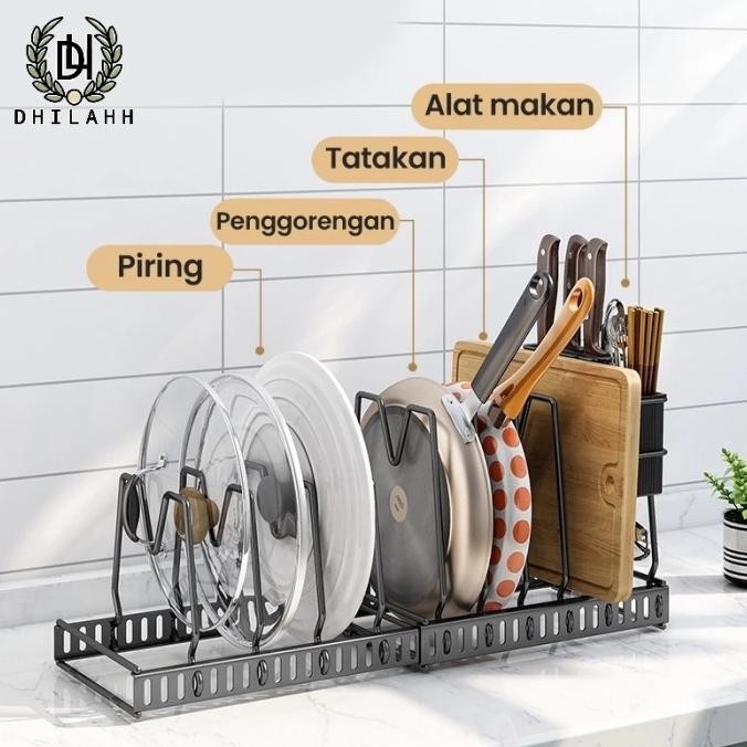 Rak Penyimpanan Tutup Panci Peralatan Dapur Rak Dapur Fleksible Anti Karat