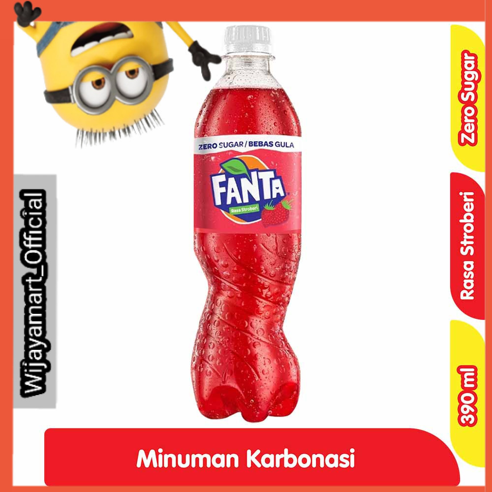 

Fanta Zero Minuman Soda Rasa Stroberi Bebas Gula Botol 390 ml