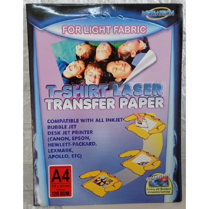 

HOT SALE! Mediatech Light Fabric T-Shirt Transfer Paper A4 120GSM For Laser Jet