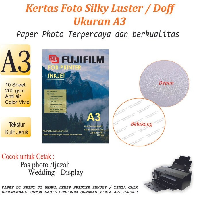 TERLARIS! Kertas Foto Fujifilm A3 Silky Doff