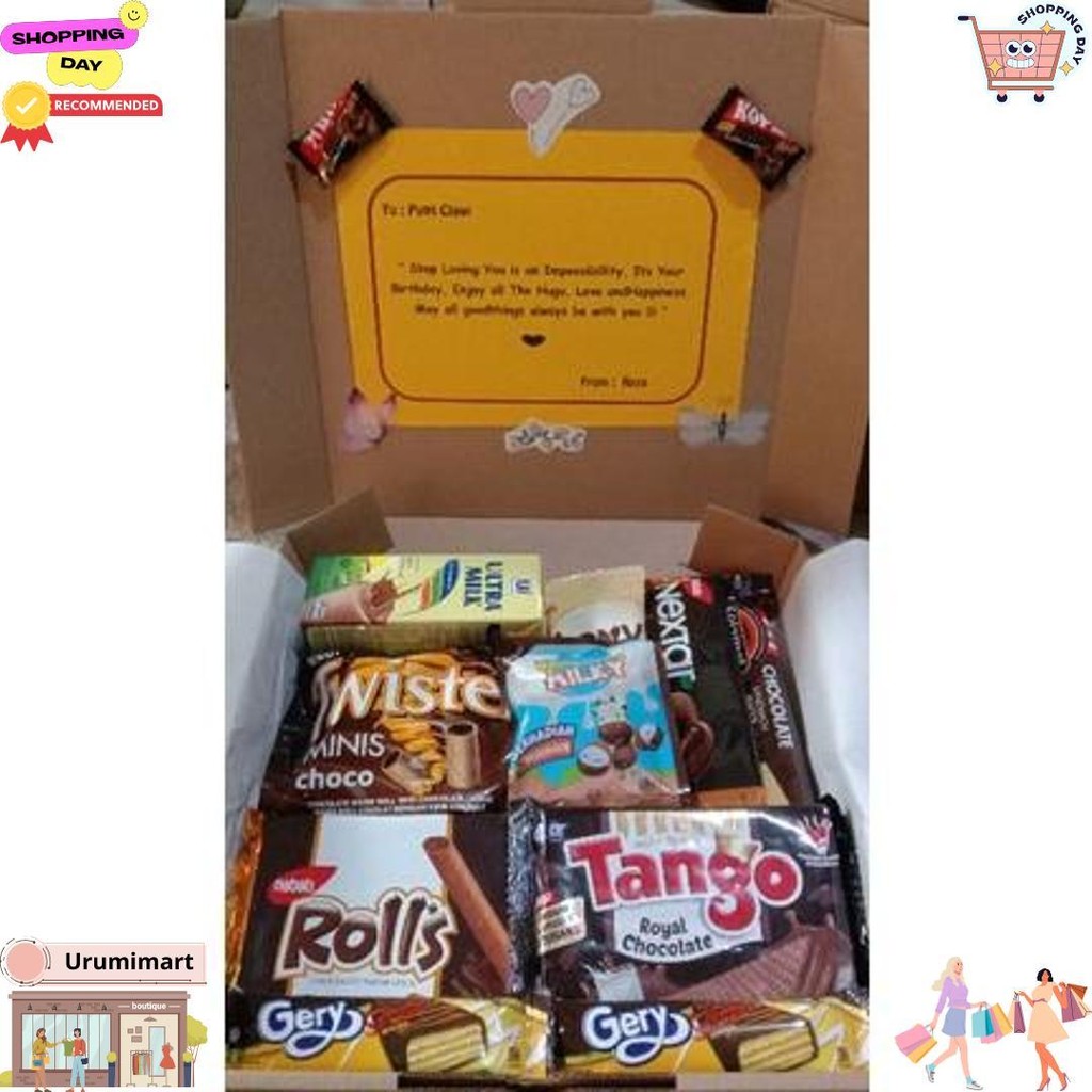 

Hampers Snack Box Ulang Tahun / Wisuda / Anniversary/ Paket Coklat D Best Seller