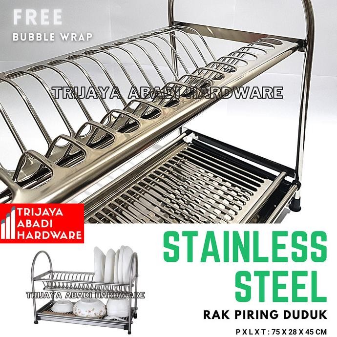 Rak Piring Duduk Stainless Steel - 75 Cm Rak Peralatan Dapur + Tatakan Imelda5