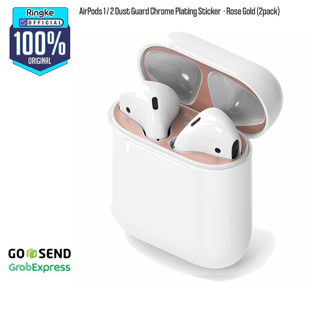 Ringke AirPods 1 / 2 Dust Guard Chrome Plating Sticker  Rose Gold (2pack) Stiker peliindung Anti Bar