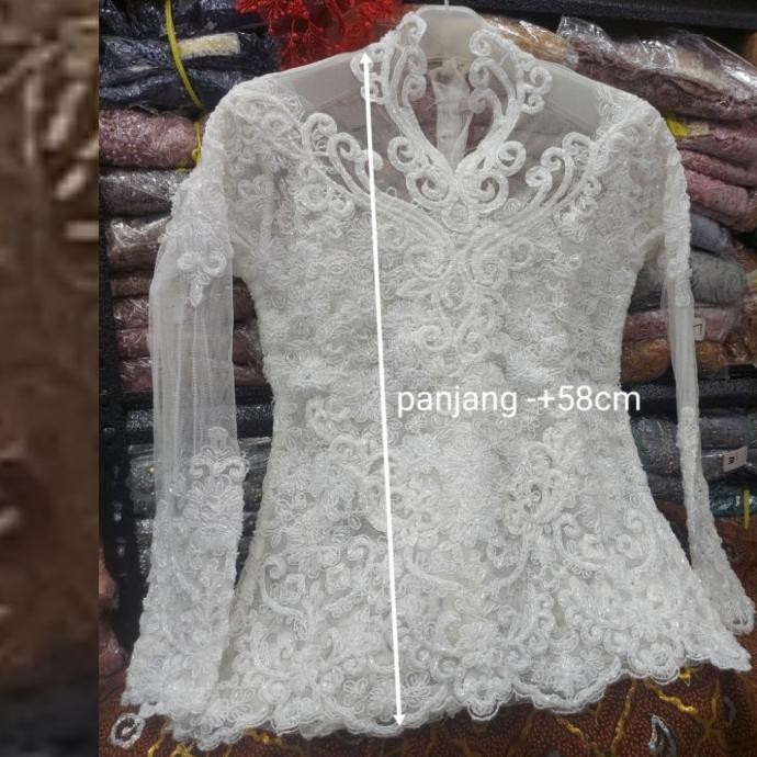 Promo Atasan Kebaya Brokat Korneli Bordir Payet Full [Special Putih]