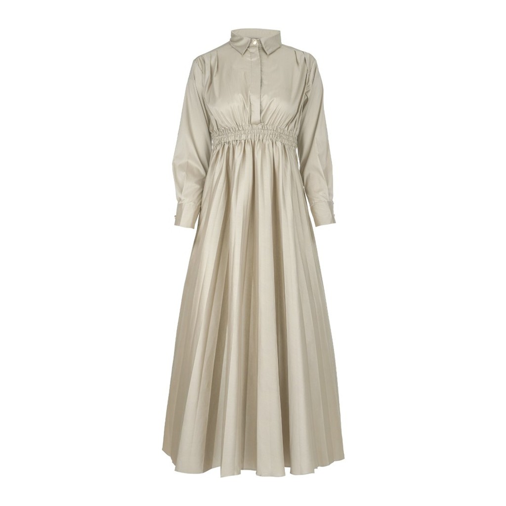 Benang Jarum - Masha Pleated Dress - Taupe