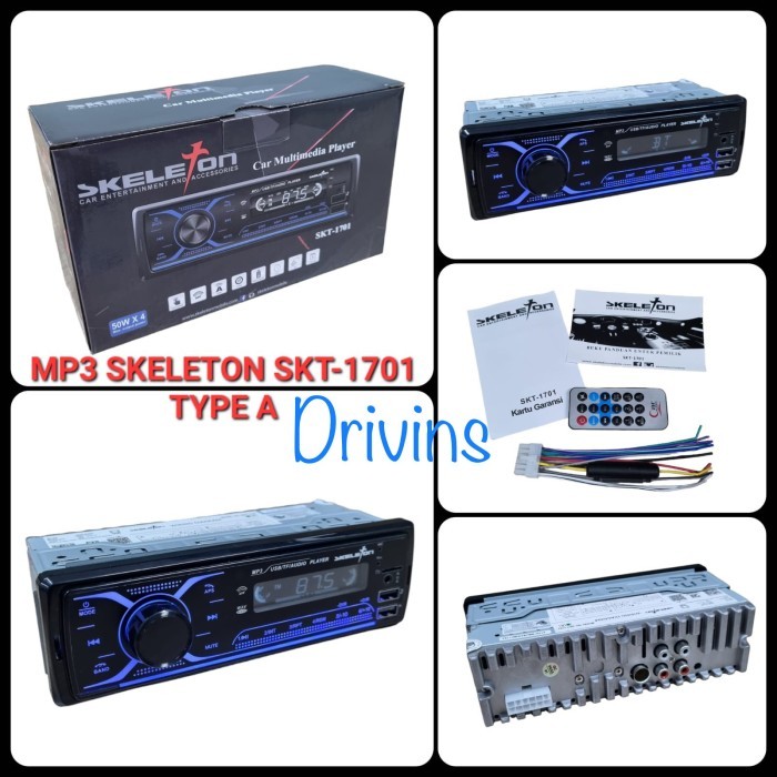 HEADUNIT TAPE MOBIL MP3 SKELETON SKT-1701 / SKT 1701 2 USB SLOT